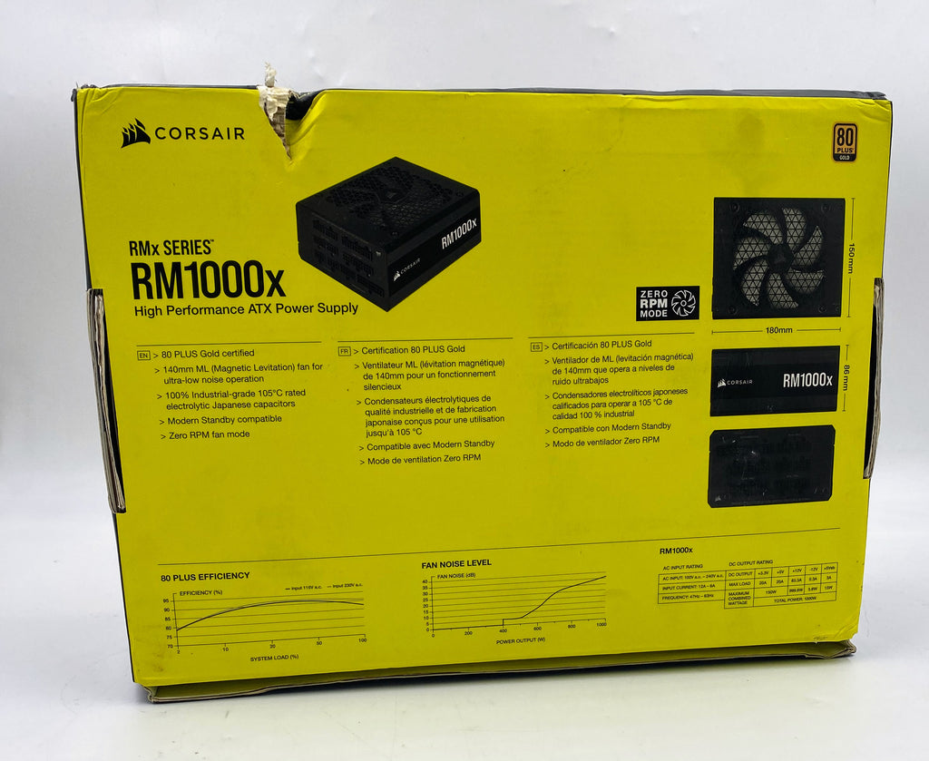 Corsair RM1000x 1000W ATX Power Supply, 80 PLUS Gold, Fully