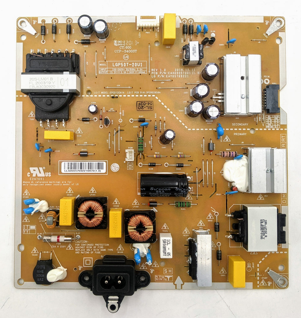 LG UN7300 LED TV LGP50T-20U1 Power Supply Board- EAY65769221