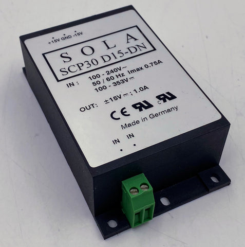 SOLA SCP30 D15-DN Power Supply, 30W, Dual Output, 15V, DIN Rail