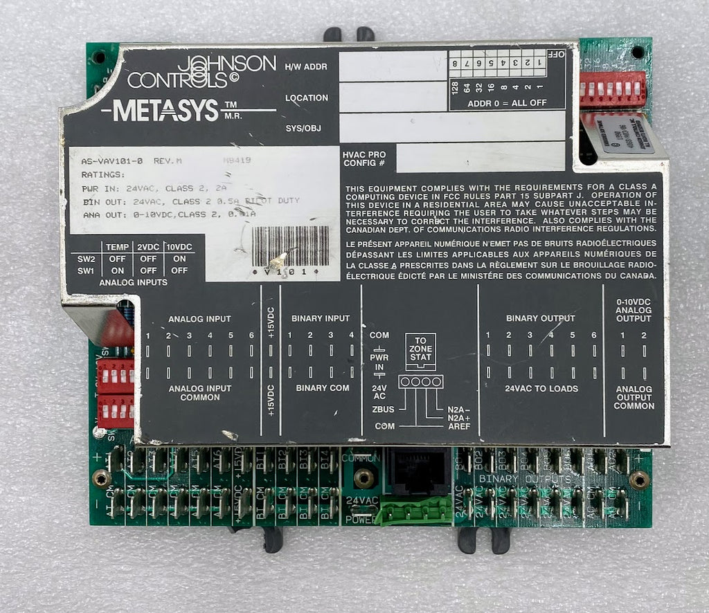 Metasys Computer Johnson Controls Metasys AS-VAV101-0 Rev M VAV Controller – Buffalo ...