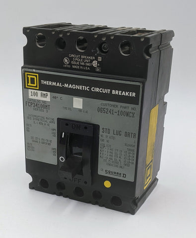 Squared FCP34100MT Thermal-Magnetic Circuit Breaker, 100A, 3-Pole, 480V