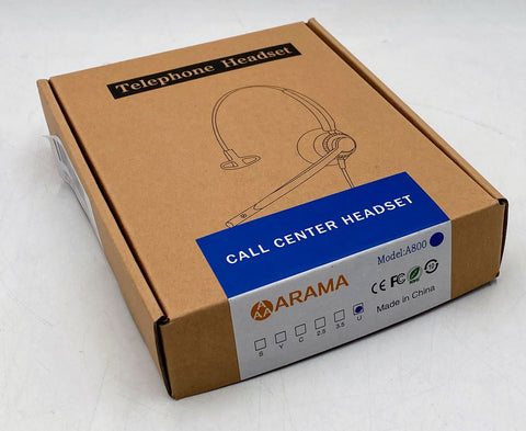 Arama A800 Call Center Headset with Noise-Canceling Microphone, 3.5mm Jack