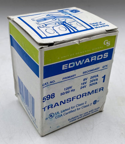 Edwards 598 Class 2 Signaling Transformer 8/16/24V