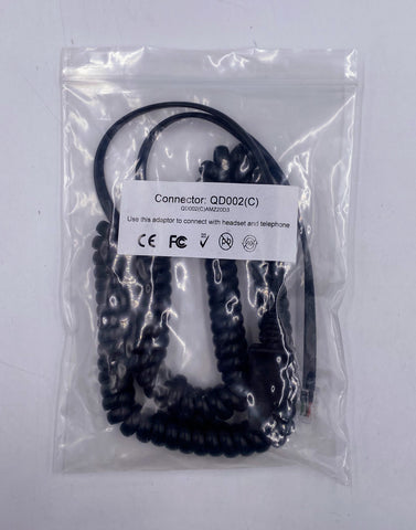 AmTech Headset to Phone Adapter, Quick Disconnect Cord QD002(C) for VoIP Calls
