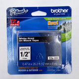 Brother P-touch TZE335 12mm White on Black Laminated Tape