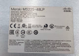 Cisco Meraki MS225-48LP-HW 48-Port Gigabit Network Switch Unclaimed
