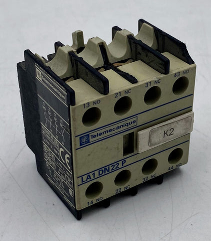 Telemecanique Auxiliary Contact Block LA1 DN22 P, 2NO/2NC