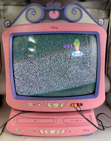 Disney DT1900-P Princess CRT TV w/ DVD/VCR Combo, No Remote, Local Pick-up Only