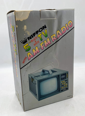 Vintage Nippon TV-511 5" POrtable Black and White Television w/ AM/FM Radio