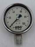 US Gauge PSI Gauge, Pressure Gauge 0-100 PSI
