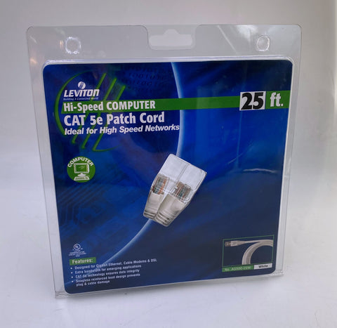 Leviton CAT 5e 25ft High-Speed Ethernet Patch Cord, AG500-25W