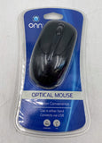 ONN 0NA11H0091 3-Button Optical Mouse, USB, Black
