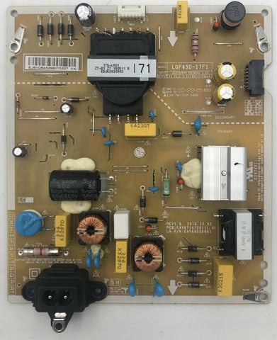 LG 40LV340H LED TV LGP43D-17F1 Power Supply Board- EAY64529801 - Very Good