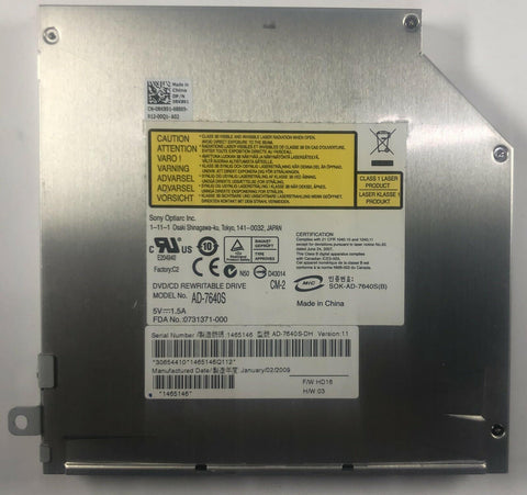 Dell Studio 1737 Laptop AD-7640S DVD/CD Rewritable Drive- RK891 - Very Good