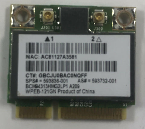 HP G42 WD-7 Broadcom Half Mini PCI-E Wireless Card- 593836-001 - Very Good