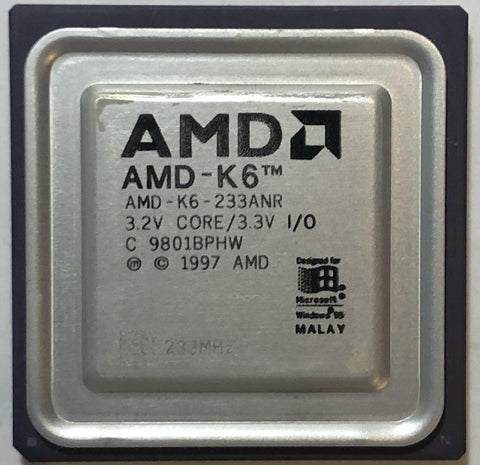 AMD K6 233 MHz Desktop CPU Processor- AMD-K6-233ANR - Very Good