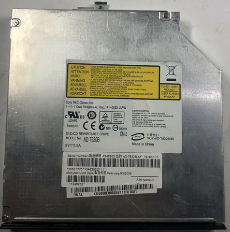 Acer Aspire 7741z Laptop AD-7530B DVD/CD Rewritable Drive- KU.0080E.008 - Very Good
