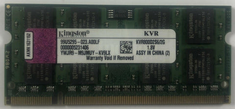 Kingston KVR800D2S6/2G 2GB DDR2 Laptop RAM Memory - Very Good