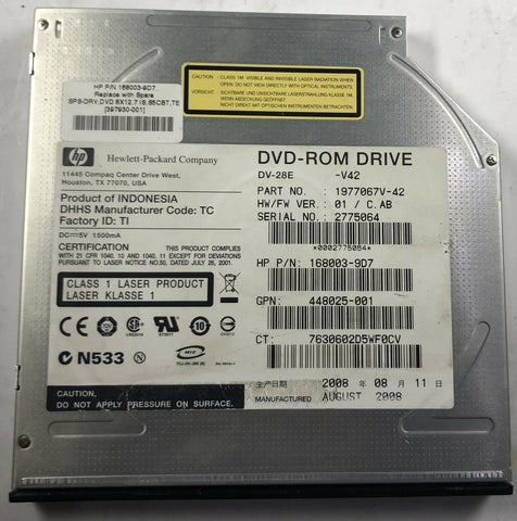HP ProLiant DL320 G5p Server DV-28E DVD-ROM Optical Drive- 397930-001 - Very Good