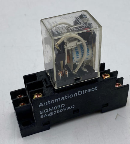 Automation Direct QM2N1-A120 Relay, DPDT, 5A, 120VAC w/ SQM08D Socket Mount