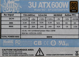 Athena Power 3U ATX 600W Server Power Supply- AP-U3ATX60FEP8
