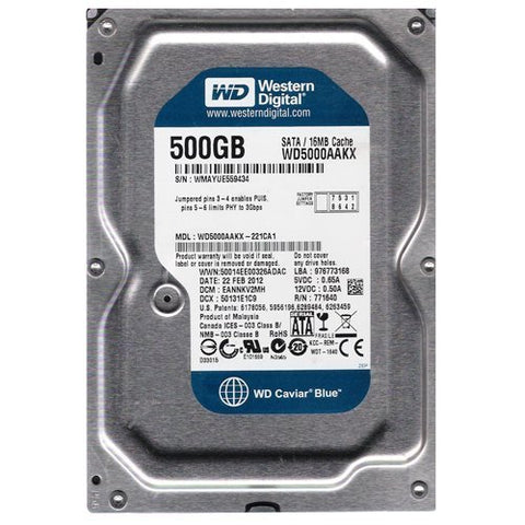 Western Digital Caviar Blue 500GB Hard Drive- WD5000AAKX