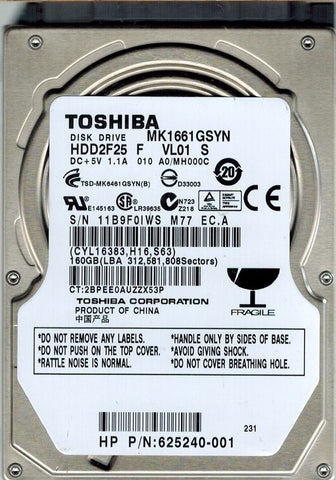 Toshiba 160 GB Laptop Hard Drive- MK1661GSYN