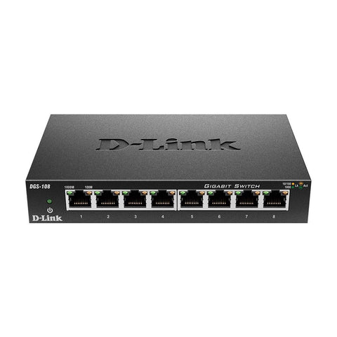 D-Link 8 Port Gigabit Unmanaged Metal Desktop Switch- DGS-108