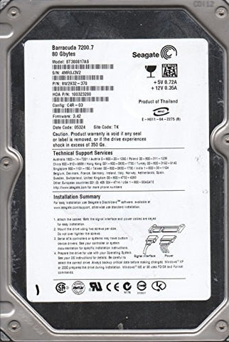 Seagate BarraCuda 7200.7 ST380817AS 80GB 3.5" SATA Desktop Hard Drive