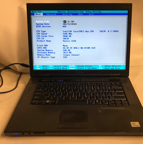 Dell Vostro 1520 Laptop- 2GB RAM, Intel T6670 CPU