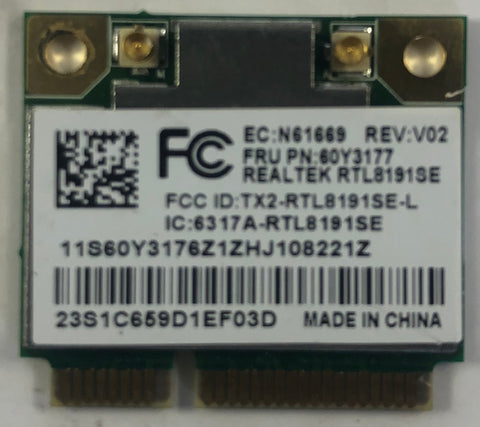 Lenovo ThinkPad T410 Laptop RTL8191SE Wireless-N Half Mini PCIe Wireless Wlan Card- 60Y3177