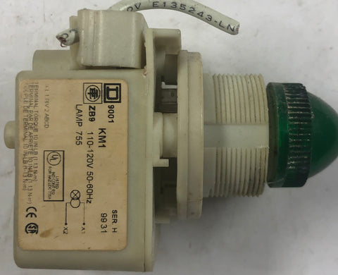 Square D Lamp 755 30mm Green Electric Pilot Lamp- 9001KM1