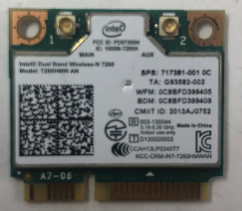 HP EliteBook 840 Laptop 7260HMW Dual Band Wireless-N Network Adapter- 717381-001