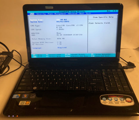 Toshiba Satellite L655-S5103 Laptop- 4GB RAM, Intel Core i3-370M CPU