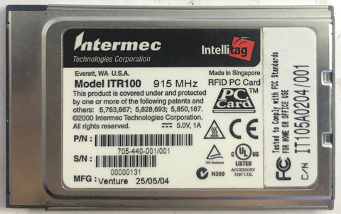 Intermec Intellitag ITR100 RFID PC Card- 705-440-001