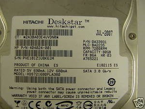 HP 404024-001 HP Genuine 80GB SATA/300 7.2K rpm Hard Drive for Workstations et (404024001)