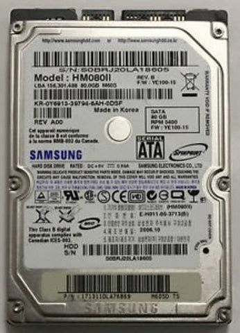 Samsung HM080II 80GB 5400RPM SATA Hard Drive- 171311DLA70544