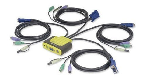 IOGEAR 4-Port MiniView Micro PS/2 Audio KVM Switch with 4 Cables GCS614A