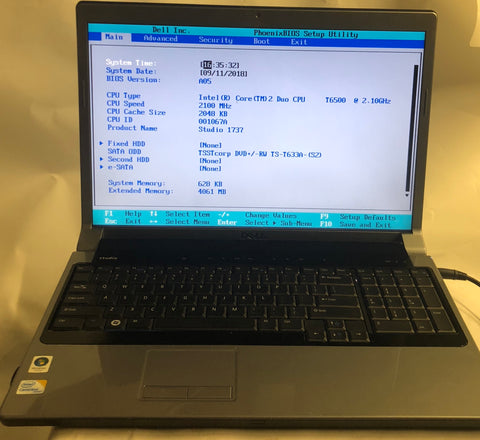 Dell Studio 1737 Notebook- 4GB RAM, Intel Core 2 Duo T6500 CPU