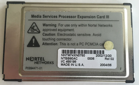 Nortel Media Services Processor Expansion Card III- NTBB80AC
