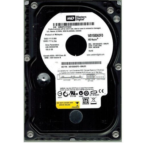 WD1500ADFD-00NLR1, DCM HBCA2AB, Western Digital 150GB SATA 3.5 Hard Drive