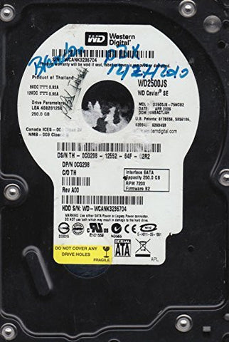 WD2500JS-75NCB2, DCM DSBACTJAH, Western Digital 250GB SATA 3.5 Hard Drive