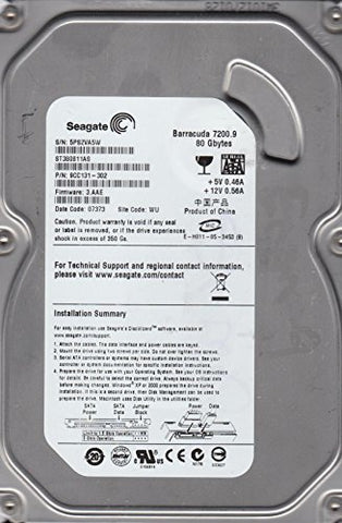 Seagate BarraCuda 7200.9 80GB 3.5" SATA Hard Drive- ST380811AS