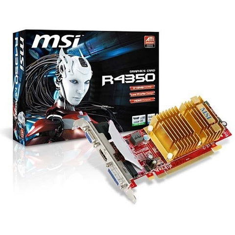 MSI Radeon HD 4350 512 MB DDR2 PCI-Express 2.0 Graphics Card MD512H