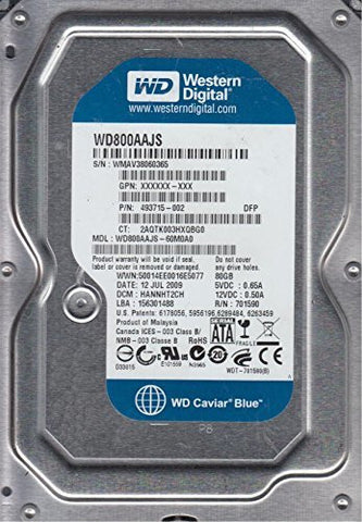 WD800AAJS-60M0A0, DCM HANNHT2CH, Western Digital 80GB SATA 3.5 Hard Drive