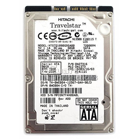 Hitachi A26586 80GB 7200RPM SATA 2.5" Hard Drive- HTS721080G9SA00