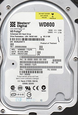WD800EB-11DJF0, DCM HSCHCTJAA, Western Digital 80GB IDE 3.5 Hard Drive
