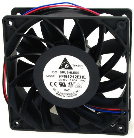 Delta Electronics FFB1212EHE-F00 120x120x38mm Cooling Fan, 190 CFM, 4000 RPM, 59 dBA, 17.78 air pre, 3-pin TAC connector