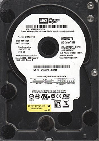 WD5000YS-01MPB0, DCM HBHCAJAA, Western Digital 500GB SATA 3.5 Hard Drive