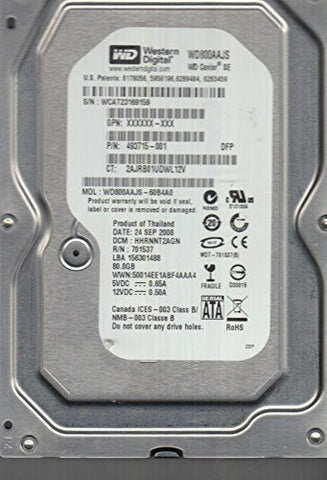 WD Caviar SE WD800AAJS-60B4A0 80GB SATA 3.5" Hard Drive- HHNNHT2CG